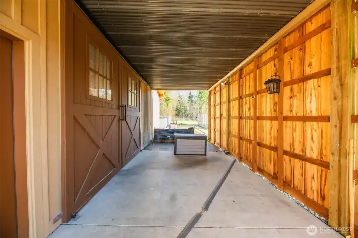 Carport area at front of barn
