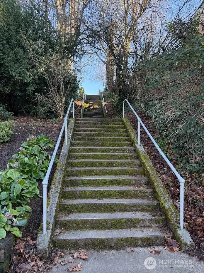 Stairs from Pedestrian Pathway to Ballfield just 0.1 Miles from property.