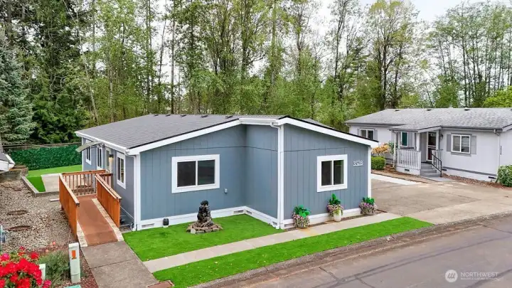 Easy ramp access, and the entire yard is artificial grass for the low maintenance life style.