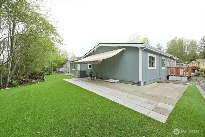 The retractable awning provides year around outdoor living.
