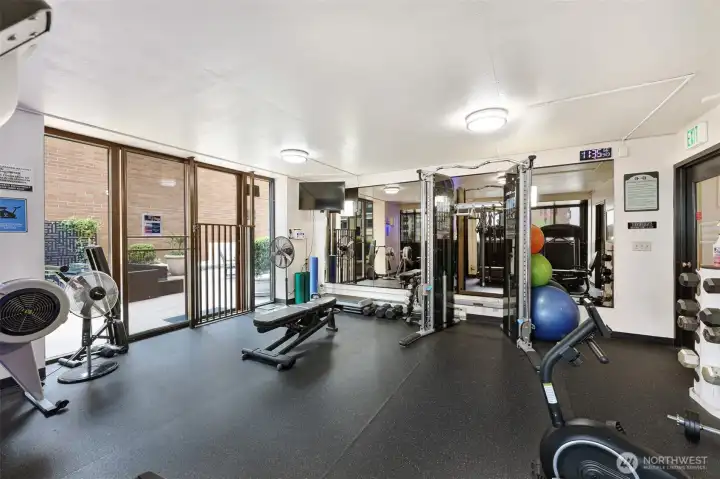 Just off the pool area, the 4th floor gym. Just off the pool area, the 4th floor gym.