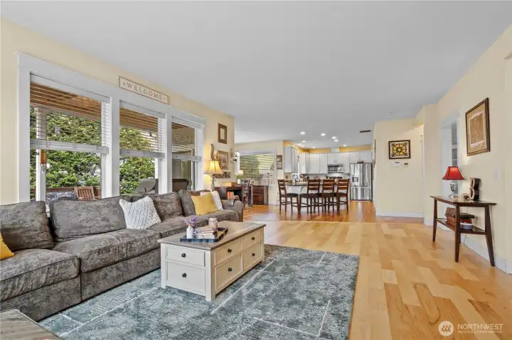 View from Living into Kitchen and Dining.