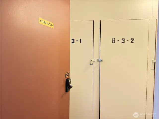 Secure, double locked storage area. Across hallway from condo.
