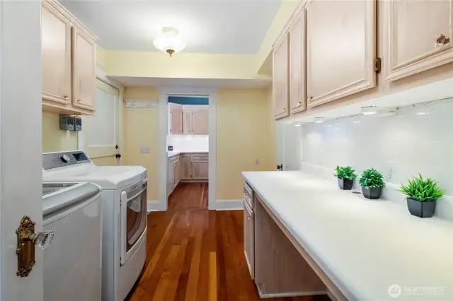 Laundry room with exterior entrance.