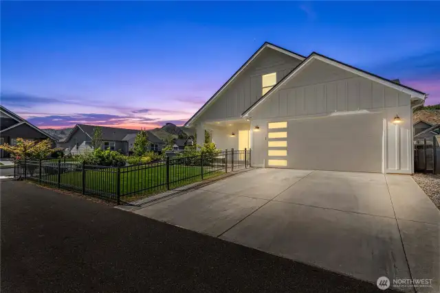 Rear garage, Back patio and outdoor living space.