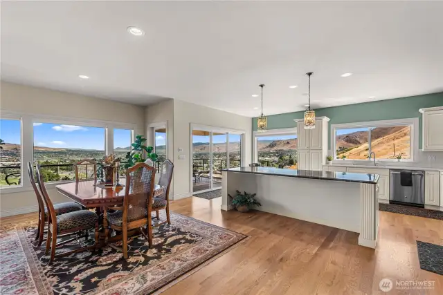 Kitchen and formal dining Room, with covered deck access.