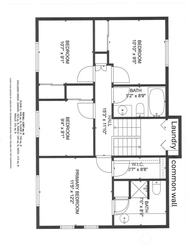 Second Floor shows common wall