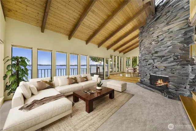 Virtually staged living and dining.