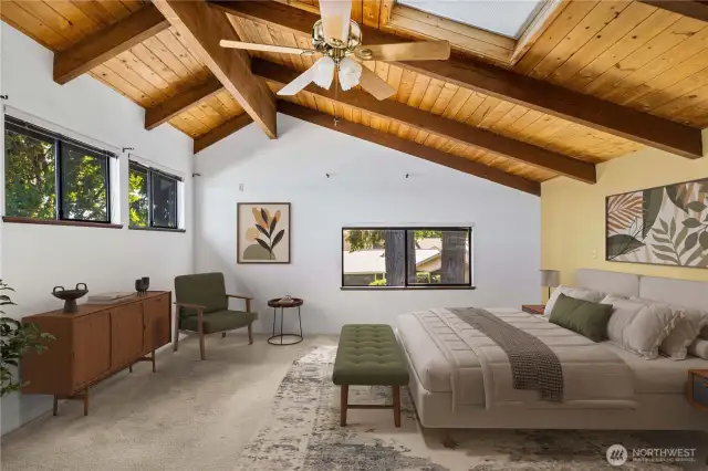 Virtually staged primary suite.