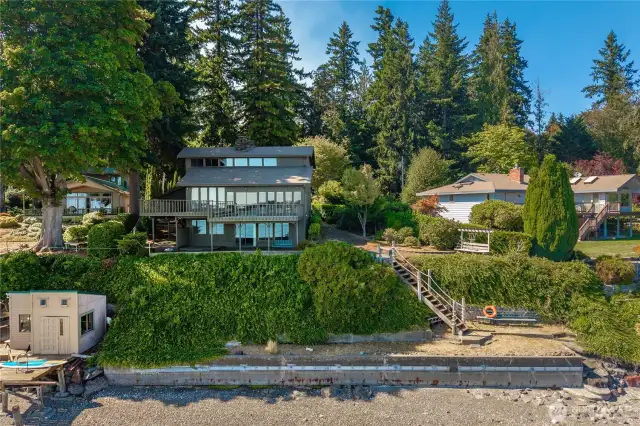 View of the home from the beach side.