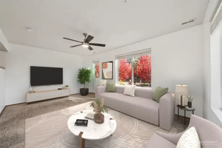 Living area 2nd view Virtually staged