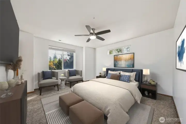 Primary bedroom 1st view Virtually staged