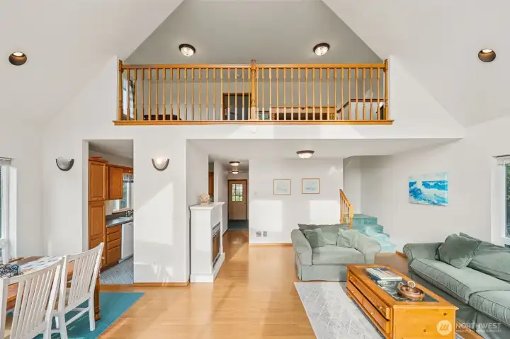 Notice the lovely loft upstairs.