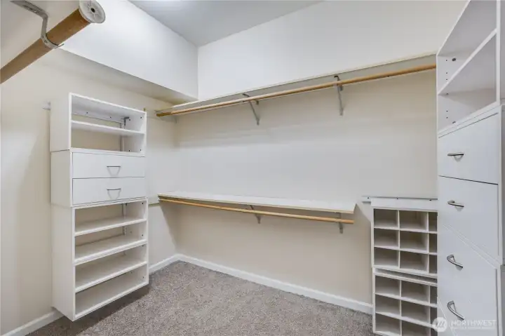 There’s ample space for your wardrobe, shoes, and accessories in the walk-in closet of the primary suite!