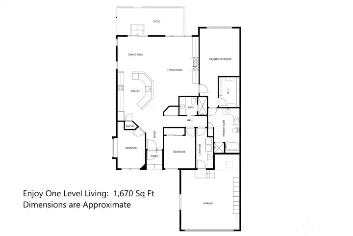 Shown here is the floorplan for this home, offering convenient one-level living in a smart and ideally designed space.