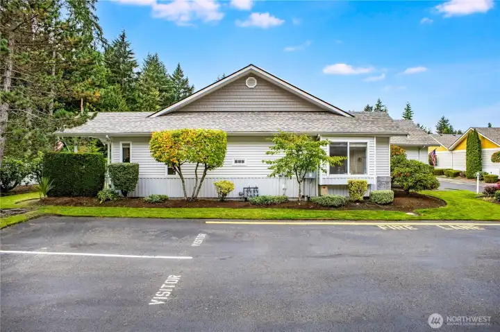 Another great feature is the two visitor parking spots, conveniently located right alongside the home. Visitor parking is available at multiple places within The Palisades at Dash Point.