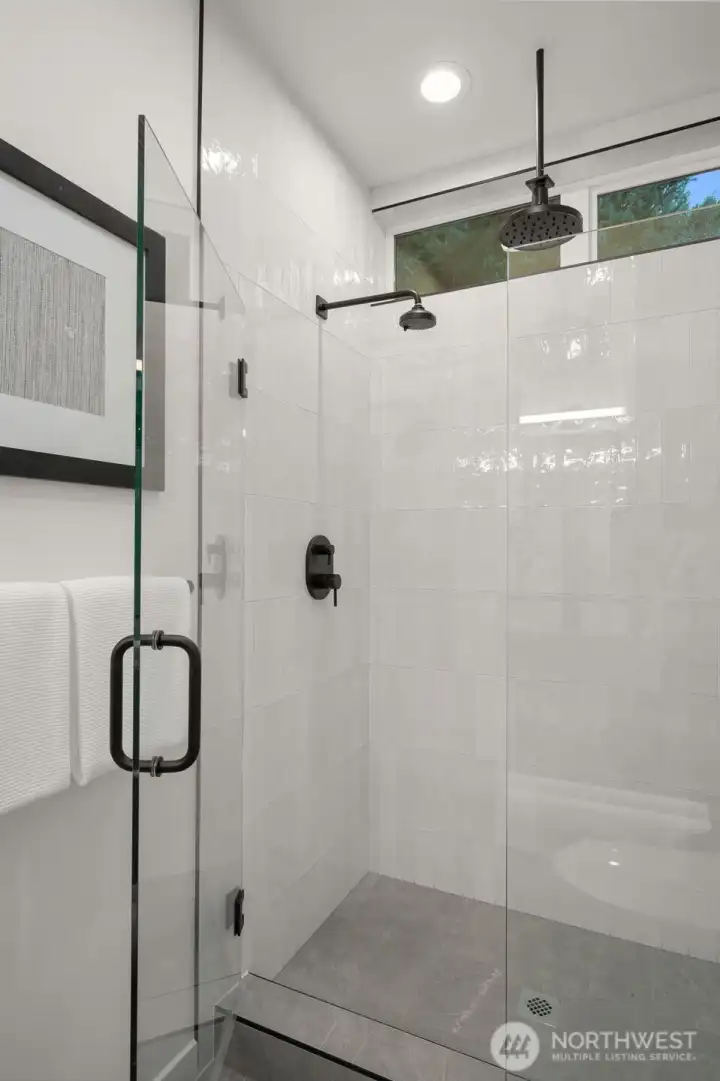 Spacious shower in primary bathroom!