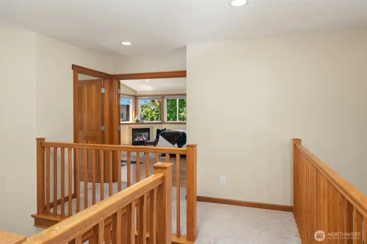 All the bedrooms upstairs but some nice separation between the two wings of the home