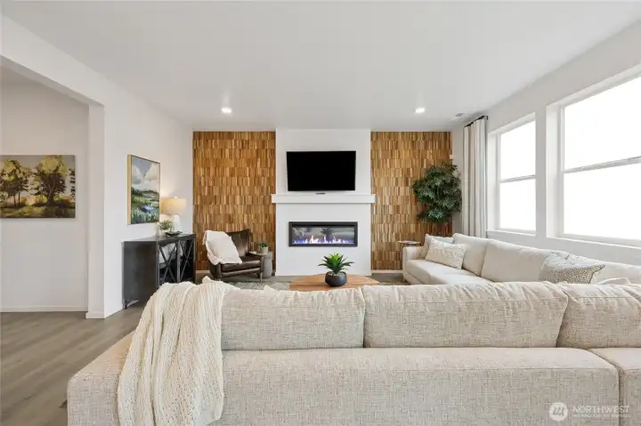 Electric fireplace is included with all our homes.  Pictures are for representational purposes only, colors and features may vary.