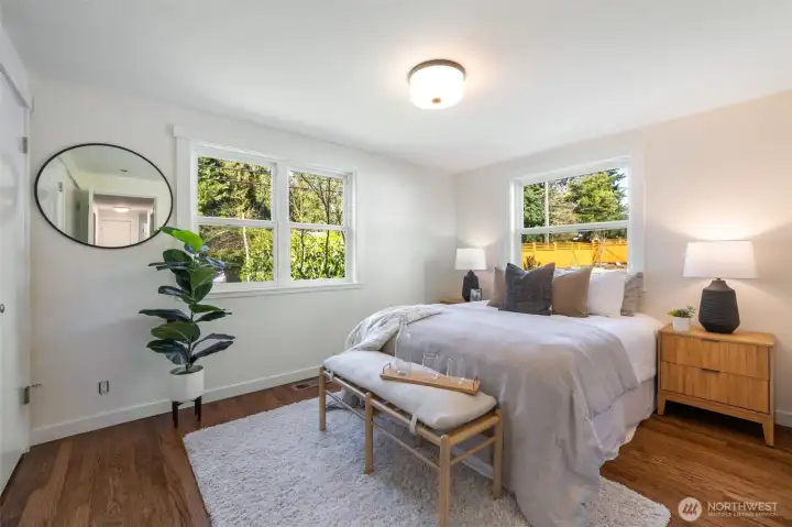 North and east facing primary bedroom