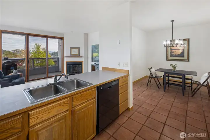 open concept kitchen dining & living room