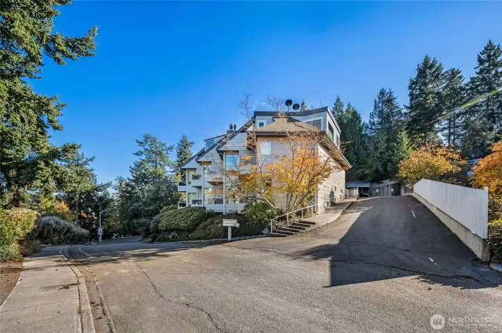 from Harrison Street looking at the complex