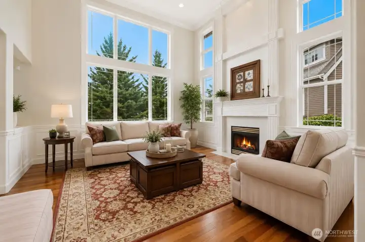 High ceilings make decorating for the holidays seemless