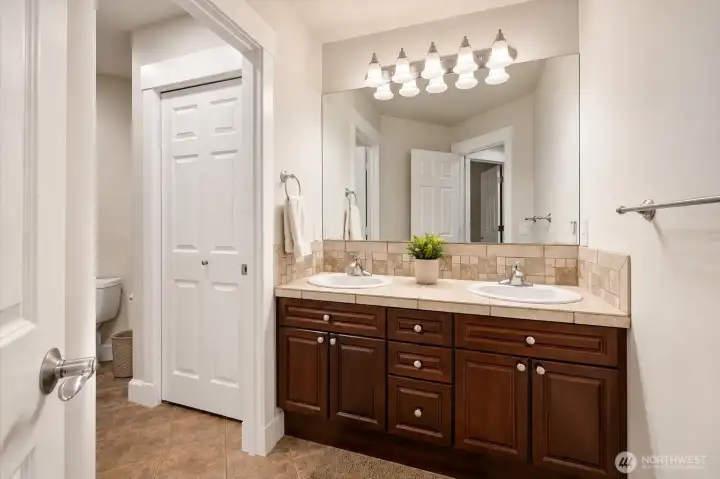 Nice double vanity in main bathroom