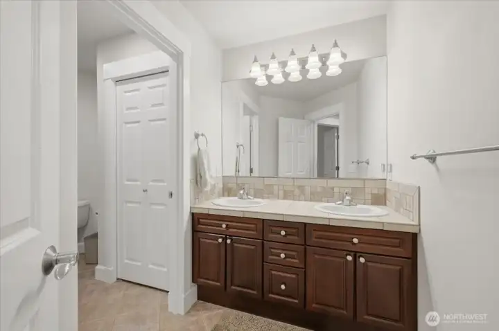 main bathroom with double sinks