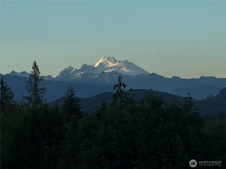 Evening view of Mount Baker from the main house. Evening view of Mount Baker from the main house.