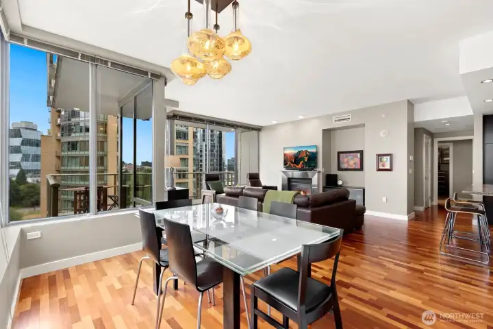 Dining Area w/Custom Space Needle Inspired Blown Glass