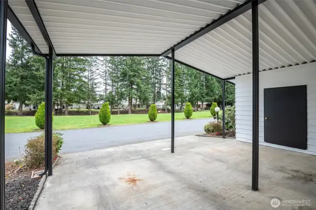 Looking at course from carport