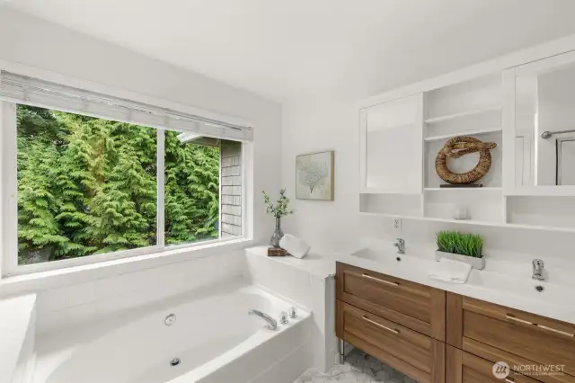 All upstairs bathrooms are fully remodeled with gorgeous dual sinks