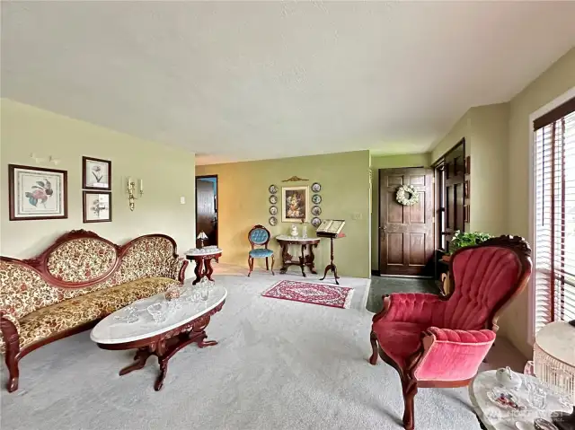 Living room view from fireplace area.