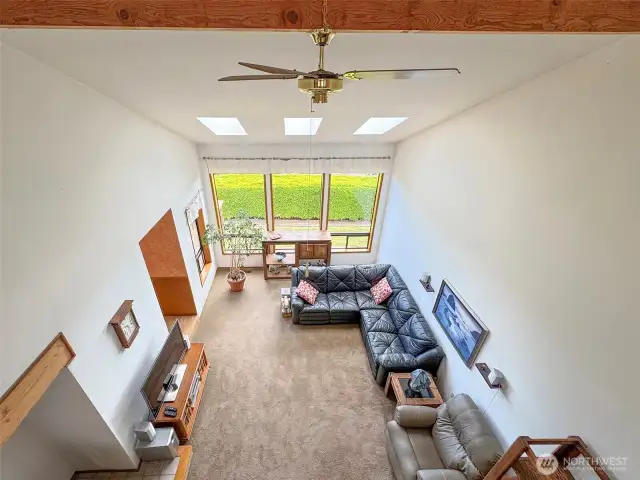 View from loft into living room