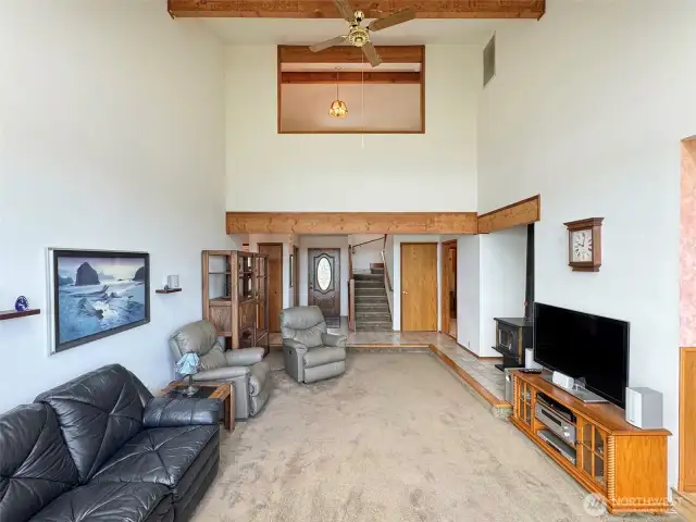 Living Room to Entry and Loft Above