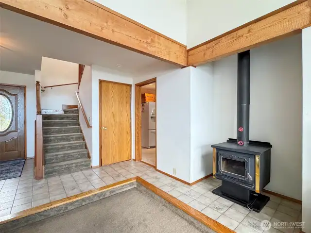 Freestanding Fireplace in Living Room