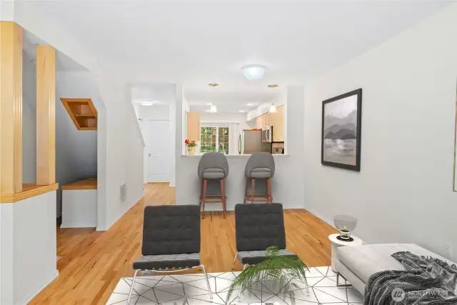 living room facing to kitchen