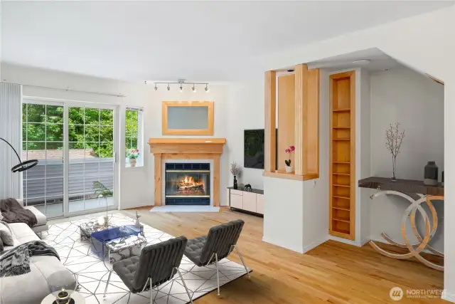 Living are with gas fireplace