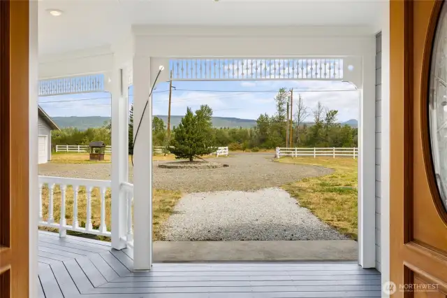 Charming woodwork on the covered front porch