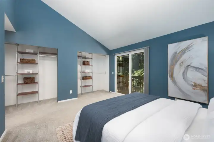Closet includes lots of built-in storage.