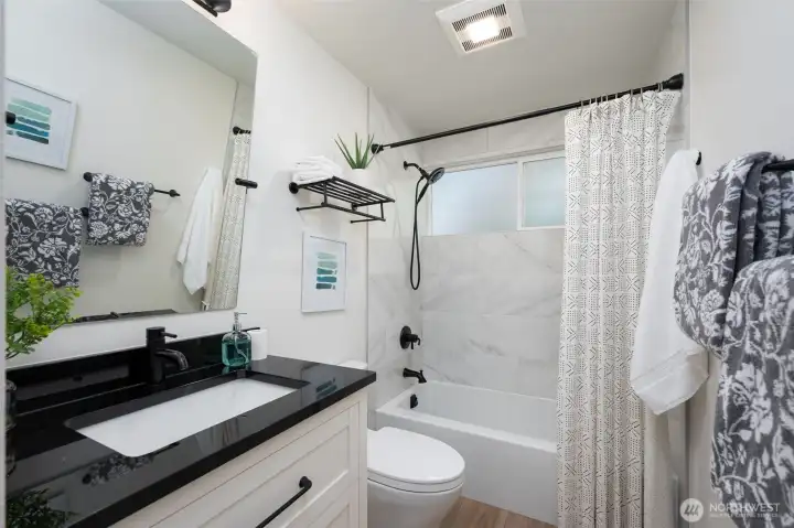 Guest bathroom has been recently updated.
