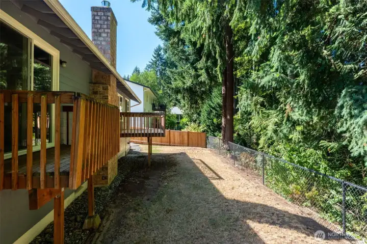 Mostly level backyard.