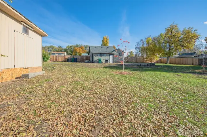 Sprawling backyard ideal for building, recreation, or creating a private park-like retreat.