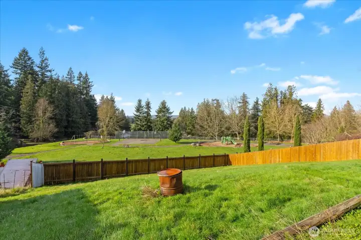 Your huge, fenced back yard adjoins Tuscany Ridge park.