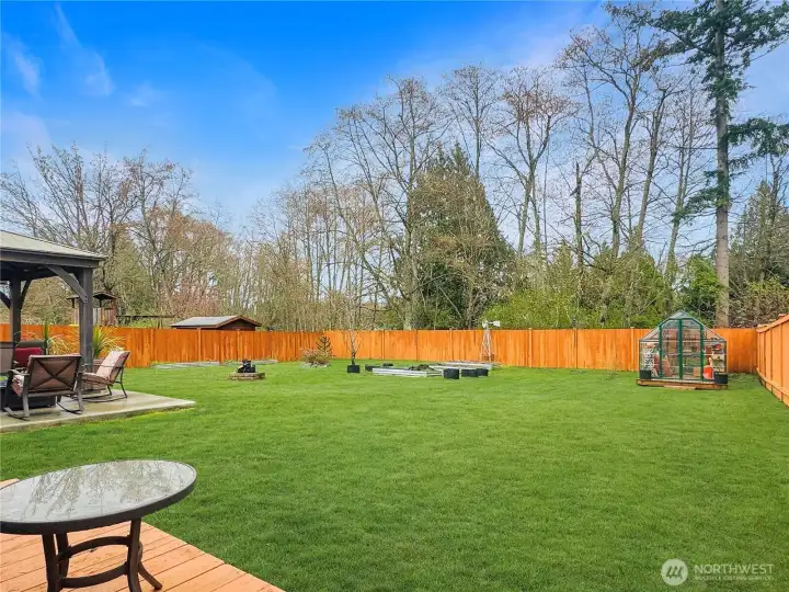 This fully fenced private back yard is a gardeners dream.