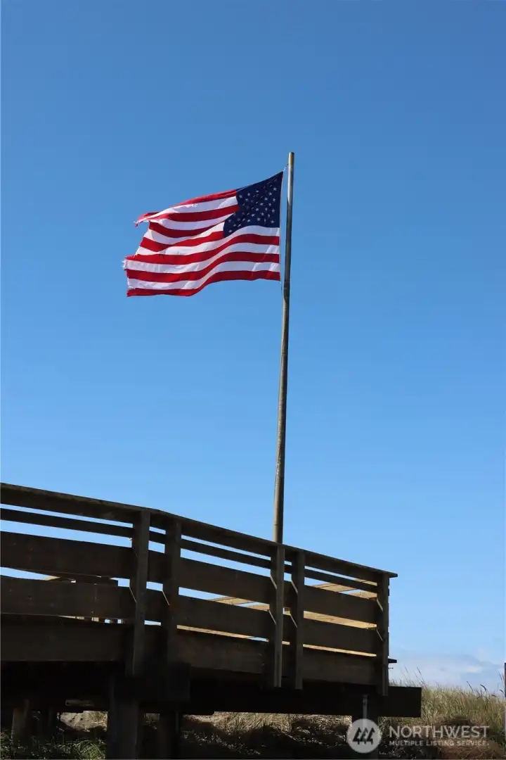 Boardwalk and flag
