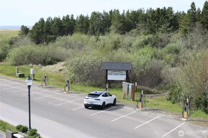 View of electric charging stations from unit balcony