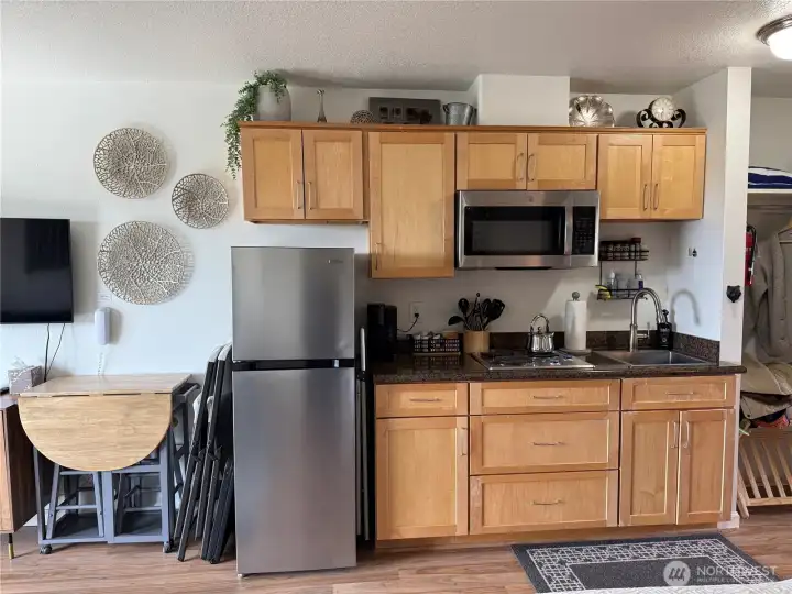 Kitchen area with drop leave table