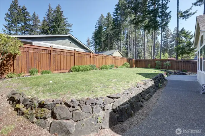Fully fenced back yard